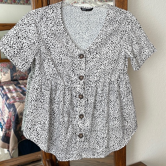 SHEIN blouse black/white Polka dot - Picture 1 of 6
